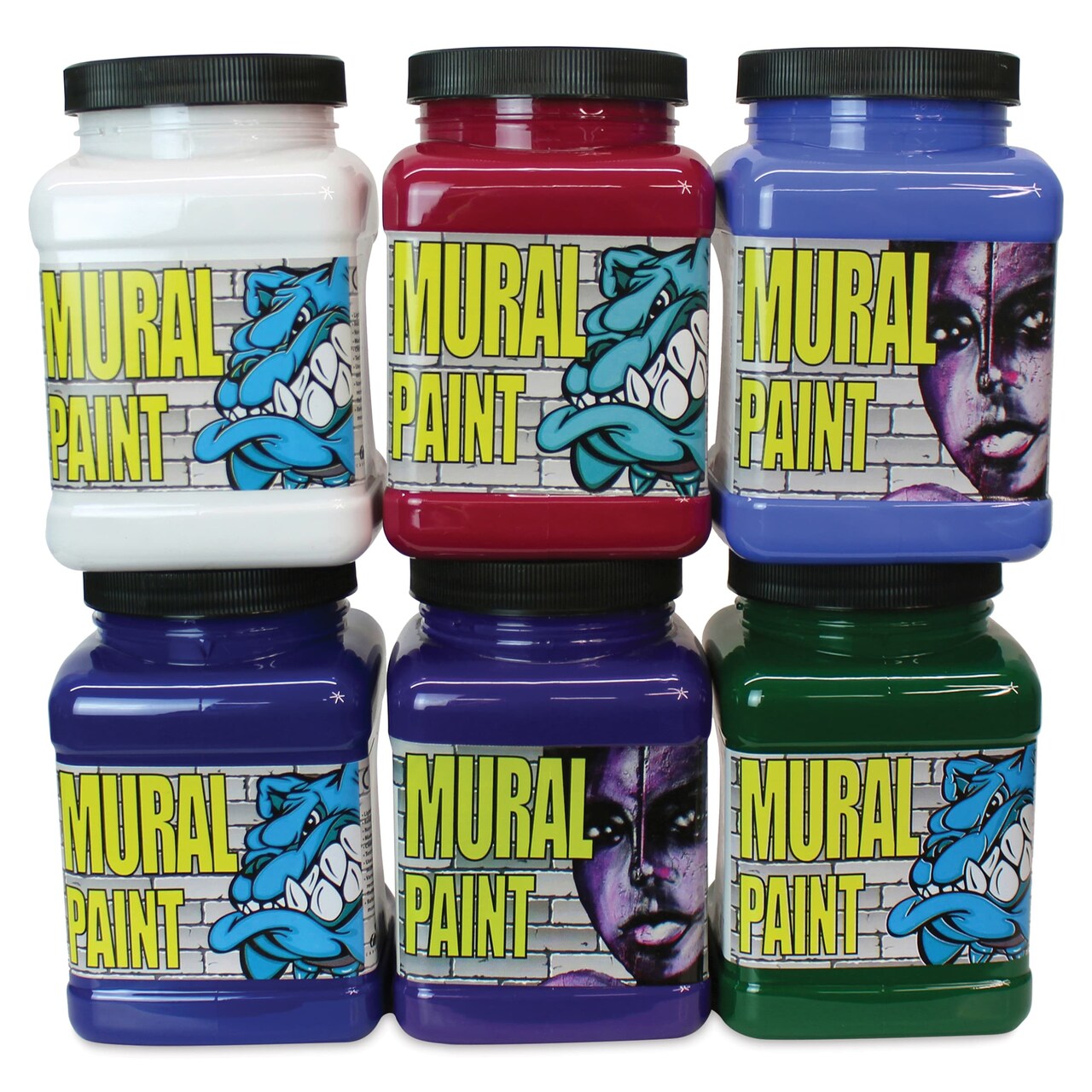 Chroma Acrylic Mural Paints - Set of 6, Lush Colors, 16 oz jar